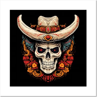 Retro Cowboy Skull Posters and Art